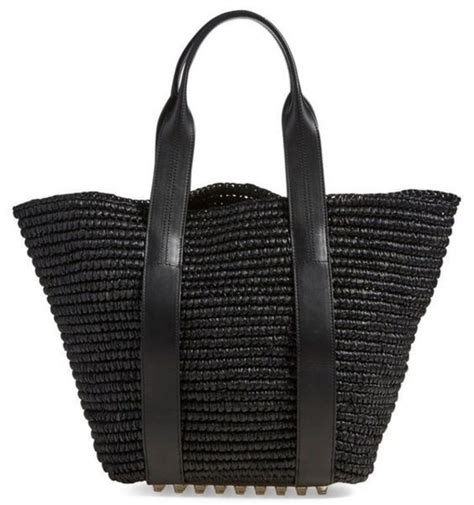 black raffia tote bag